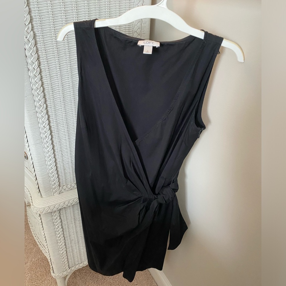 LOFT wrap dress, comes to my knee. Super versatile.